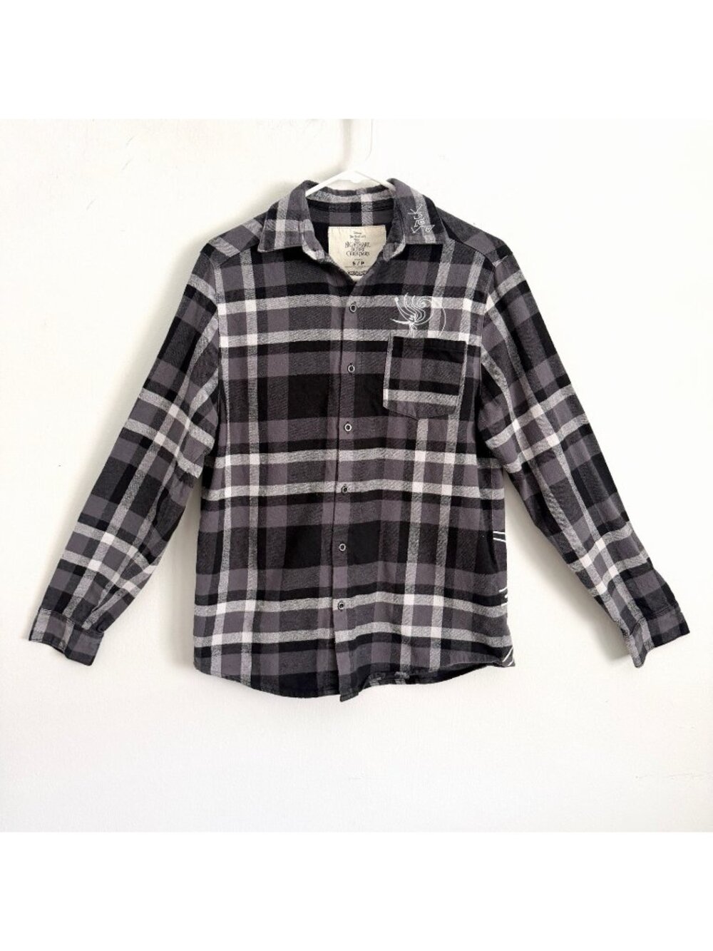Disney Cakeworthy Nightmare Before Christmas Black Plaid Shirt Button Down Small
